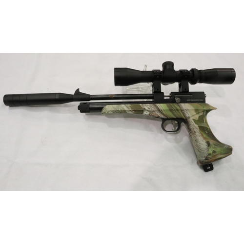 2111 - Victory CP2 .177 air pistol with scope and custom stock. P&P Group 2 (£18+VAT for the first lot and ... 