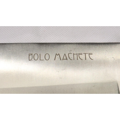 2130 - Bolo Machete with canvas sheath. P&P Group 2 (£18+VAT for the first lot and £3+VAT for subsequent lo... 