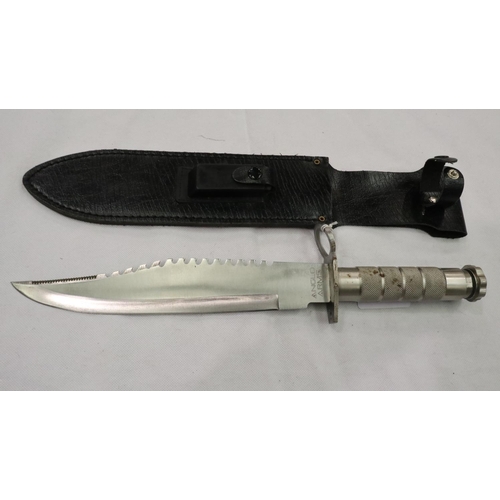 2140 - Anglo Arms sawback bayonet with leather scabbard. P&P Group 2 (£18+VAT for the first lot and £3+VAT ... 