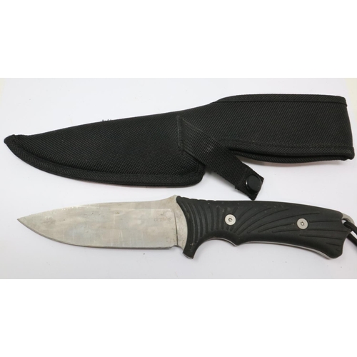 2145 - Two knives Gerber and a Schade SCHF56L, each with canvas sheathes. P&P Group 2 (£18+VAT for the firs... 