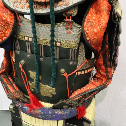 2169 - A Japanese O-Yoroi suit of armour, Meiji or Taisho period early 20th century, comprising an orange-l... 