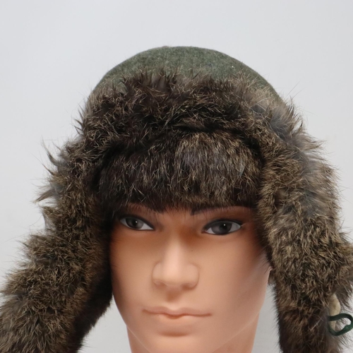 2175 - WWII German Rabbit Fur Winter Hat, also known as The Eastern Front Cold Cap. P&P Group 2 (£18+VAT fo... 