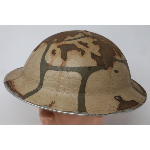 2181 - WWII British MKII Brodie helmet painted in Malta camouflage. P&P Group 2 (£18+VAT for the first lot ... 
