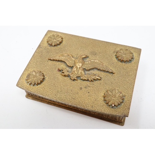 2202 - First Empire French Napoleonic brass snuff or pill box. P&P Group 1 (£14+VAT for the first lot and £... 