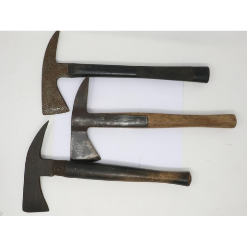 2207 - Three fire department axes, including a 1939 dated example. P&P Group 2 (£18+VAT for the first lot a... 