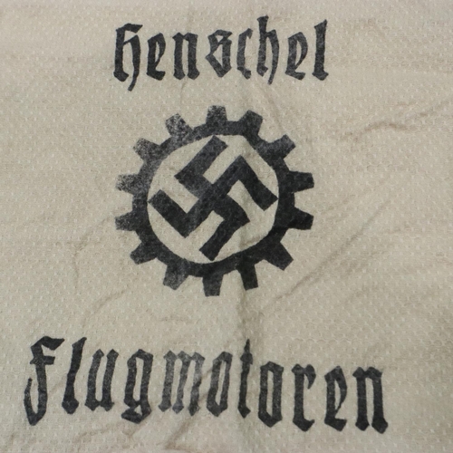 2221 - Third Reich Henschel Aircraft Engine Factory rest room towel. P&P Group 1 (£14+VAT for the first lot... 