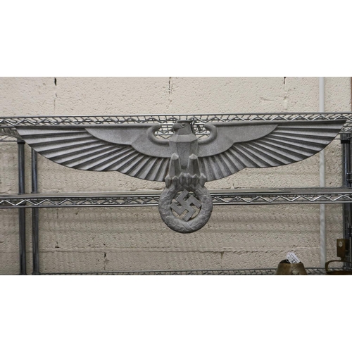 2223 - Third Reich Art Deco style cast aluminium wall eagle, similar to that from the Reichstag, 94 x 32 cm... 