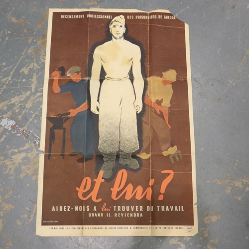 2224 - French WWII propaganda poster concerning the professional census of prisoners of war, circa 1941, 52... 