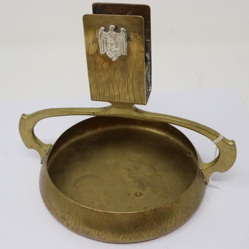 2230 - WWII German Trench Art ashtray with incorporated matchbox sleeve, Wehrmacht badge surmounted. P&P Gr... 