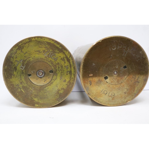 2234 - INERT WW1 British Pair of Trench Art brass vases made from 13 Pdr Cases. P&P Group 2 (£18+VAT for th... 