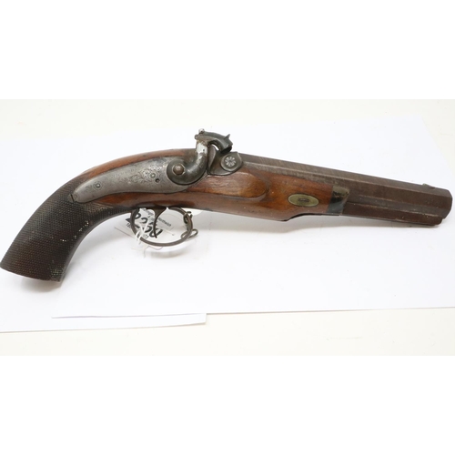 2250 - W Richards of Liverpool 19th century black powder pistol, in poor condition. P&P Group 1 (£14+VAT fo... 