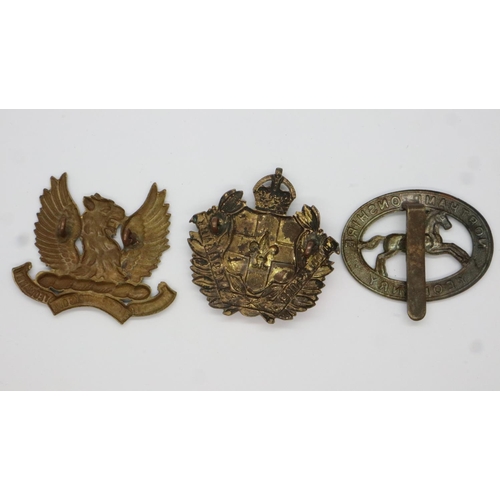 2275 - Yeomanry regiment cap badges: Ayrshire Earl of Carricks Own, Northamptonshire and Lincolnshire (3). ... 