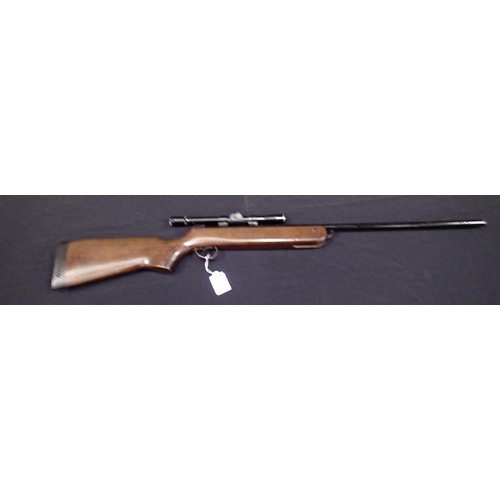 2148 - BSA .22 air rifle with a BSA 4x20 scope, optic has some mildew, stocking has some wear, front sight ... 