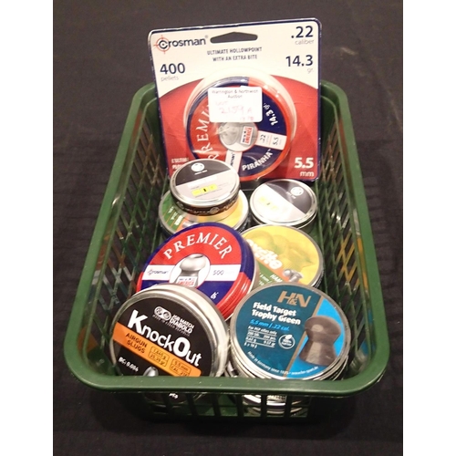 2159A - Mixed tins of .22 air pellets, mostly unopened (9). P&P Group 2 (£18+VAT for the first lot and £3+VA... 