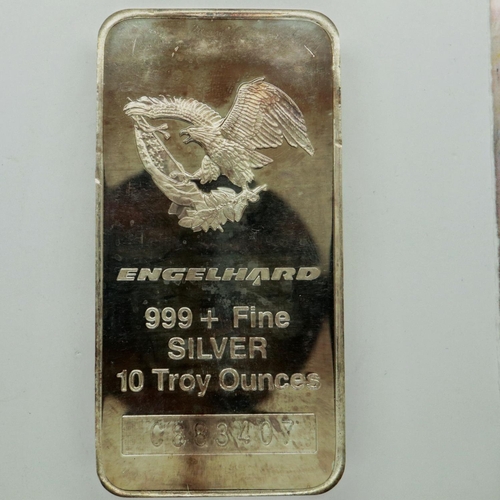 133 - Engelhard Silver 10 oz Bullion Bar with serial number. P&P Group 1 (£14+VAT for the first lot and £1... 