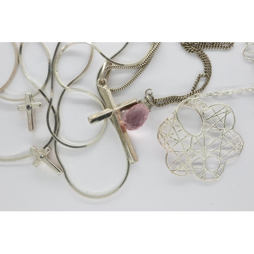 22 - Four 925 silver necklaces, largest L: 44 cm. P&P Group 1 (£14+VAT for the first lot and £1+VAT for s... 
