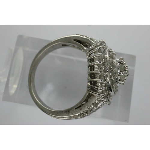 3 - Sterling silver and 1.00ct natural diamond cluster ring, size M, 5.3g. P&P Group 1 (£14+VAT for the ... 