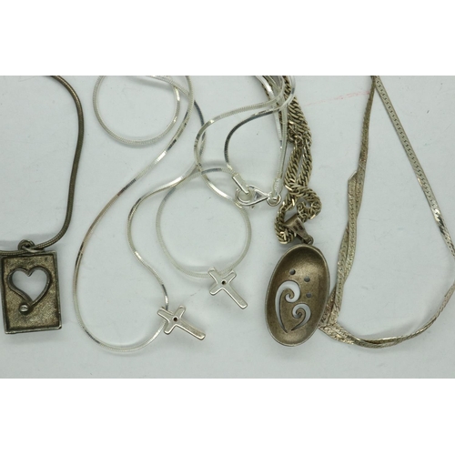 9 - Four 925 silver pendant necklaces, largest L: 45 cm. P&P Group 1 (£14+VAT for the first lot and £1+V... 