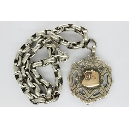 58 - 925 silver bracelet and fob, L: 24 cm. P&P Group 1 (£14+VAT for the first lot and £1+VAT for subsequ... 