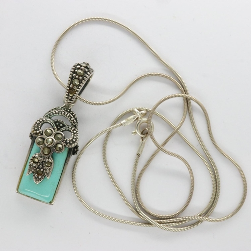 68 - 925 silver stone set pendant necklace, boxed, L: 42 cm. P&P Group 1 (£14+VAT for the first lot and £... 