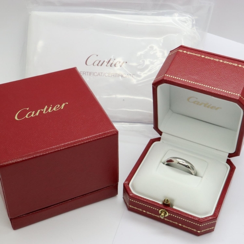 75 - Cartier Platinum band, with outer box and paperwork, size V, 6.4g. P&P Group 2 (£18+VAT for the firs... 