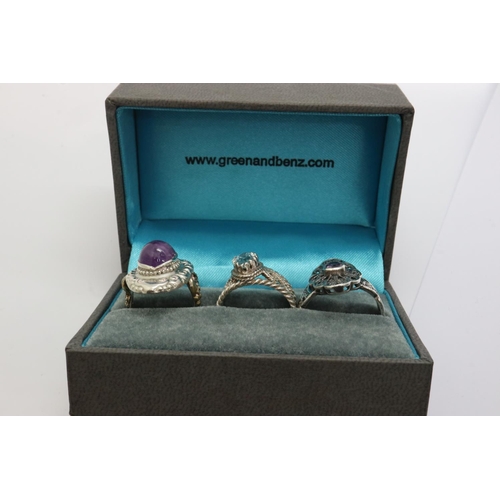 76 - Three boxed stone set silver rings, mixed sizes. P&P Group 1 (£14+VAT for the first lot and £1+VAT f... 