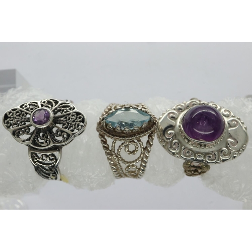 76 - Three boxed stone set silver rings, mixed sizes. P&P Group 1 (£14+VAT for the first lot and £1+VAT f... 