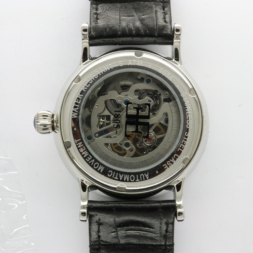 82 - EARNSHAW: gents new old stock wristwatch with skeleton movement, working at lotting. P&P Group 1 (£1... 