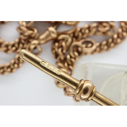 88 - 9ct rose gold double Albert watch chain, L: 40 cm, 38g, maker is FF & Co, Birmingham assay mark, hal... 