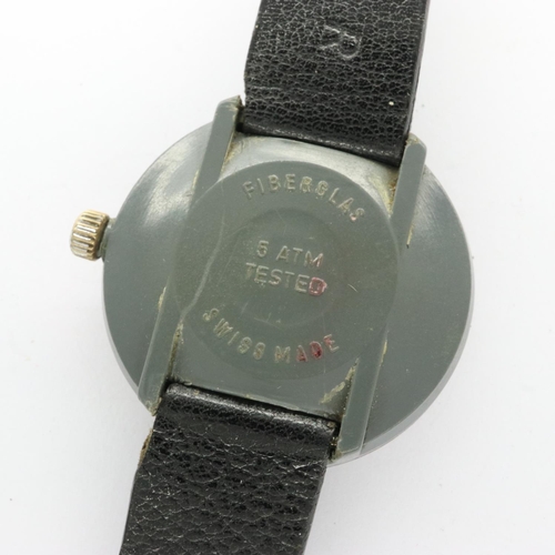 90 - ROTARY: campus fibreglass cased wristwatch on a black strap, working at lotting. P&P Group 1 (£14+VA... 
