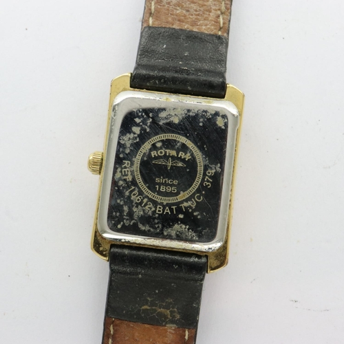 91 - ROTARY: ladies boxed wristwatch on a black leather strap, working at lotting. P&P Group 1 (£14+VAT f... 