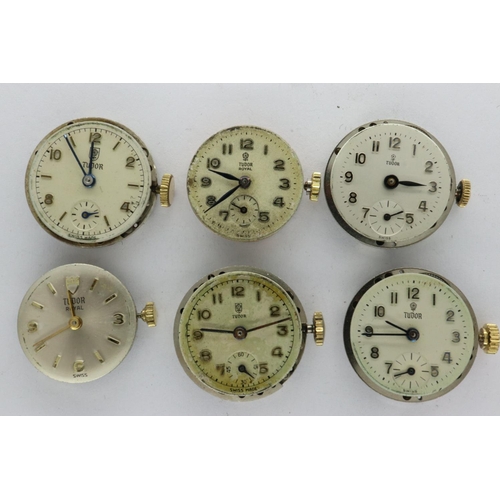 95 - Six Tudor watch movements. P&P Group 2 (£18+VAT for the first lot and £3+VAT for subsequent lots)