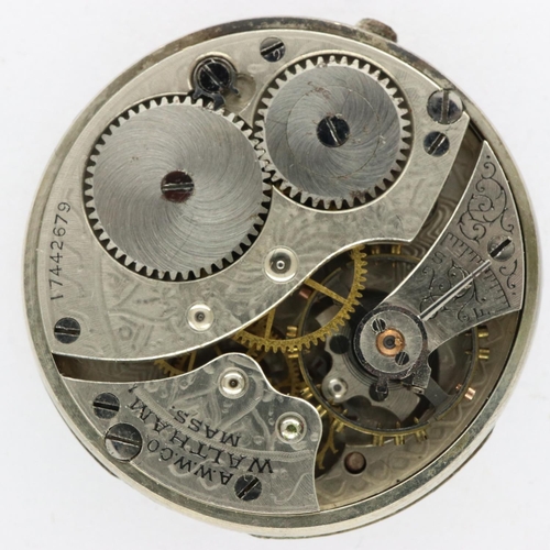 96 - Watch movements; Waltham gents, working at lotting. P&P Group 1 (£14+VAT for the first lot and £1+VA... 
