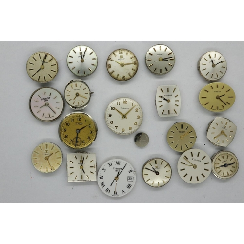 107 - Nineteen Tissot watch movements. P&P Group 3 (£25+VAT for the first lot and £5+VAT for subsequent lo... 