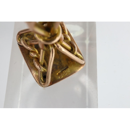 112 - 9ct Gold Victorian rose gold fob, H: 19 mm, 2.3g. P&P Group 1 (£14+VAT for the first lot and £1+VAT ... 