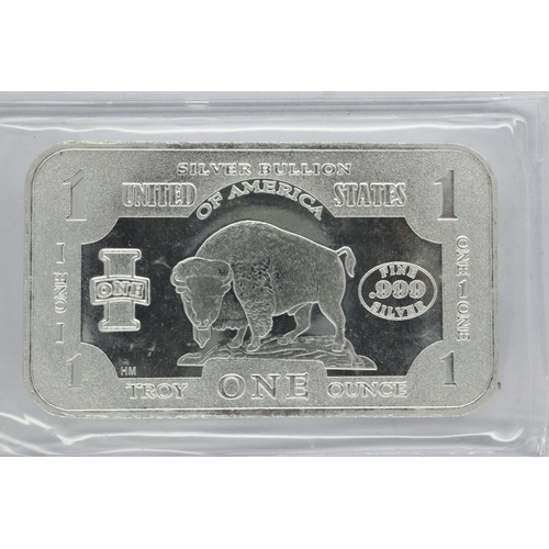 129 - Silver bullion 1ozt bar, United States of America. P&P Group 1 (£14+VAT for the first lot and £1+VAT... 
