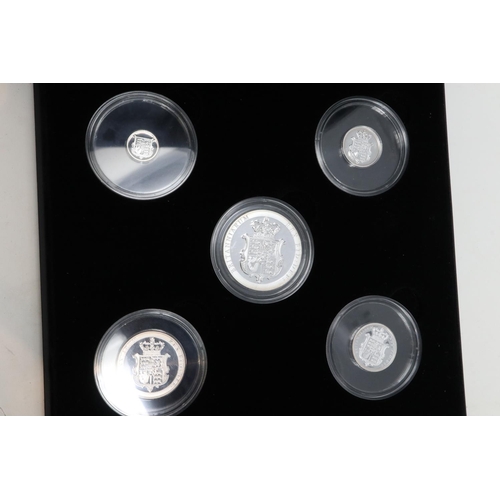 159 - The Gibraltar Silver Shield five coin Sovereign Set by the London Mint Office, boxed with certificat... 