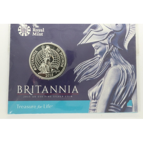 179 - 2015 silver Britannia £50 coin, unopened. P&P Group 1 (£14+VAT for the first lot and £1+VAT for subs... 