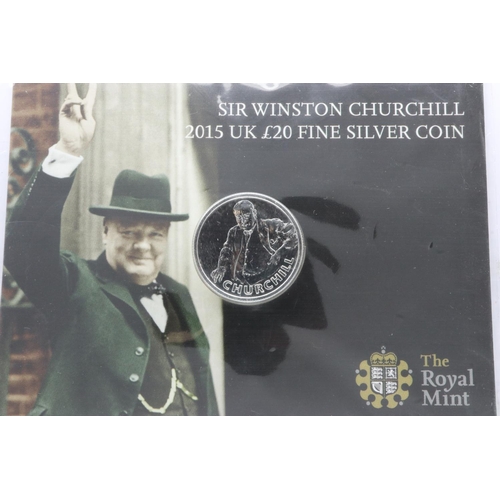 180 - 2015 silver bullion £20 coin, Sir Winston Churchill. P&P Group 1 (£14+VAT for the first lot and £1+V... 