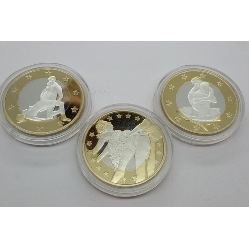 209 - Three fantasy Euro coins, sex positions. P&P Group 1 (£14+VAT for the first lot and £1+VAT for subse... 