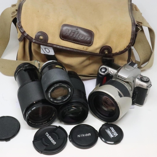 536 - Collection of Nikon lenses including Nikon 35mm F2.8, Tamron 28-200mm, Nikon 35-135mm etc, and a Nik... 