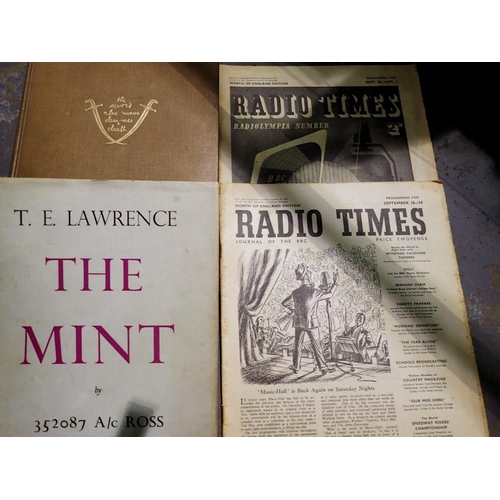 1104 - T.E Lawrence The Mint, first edition 1953 & two 1940s editions of the Radio Times, both appear compl... 