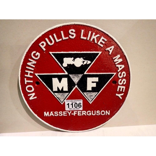1106 - C Massey Ferguson cast iron sign. P&P Group 1 (£14+VAT for the first lot and £1+VAT for subsequent l... 