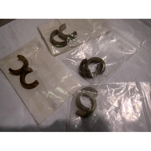 1113 - Four ancient jade half rings, D: 25 mm. P&P Group 1 (£14+VAT for the first lot and £1+VAT for subseq... 