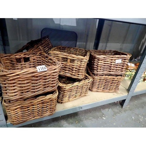 1168 - Eight cane baskets, 22 x 22 cm. Not available for in-house P&P