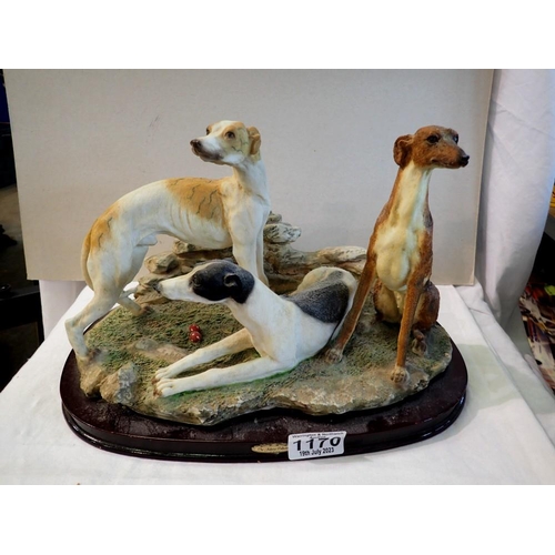 1170 - Ceramic figural group of three greyhounds from the Juliana Collection. Not available for in-house P&... 