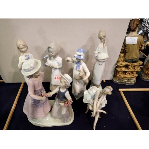 1240 - Six Spanish porcelain figurines to include Lladro and Nao. Not available for in-house P&P