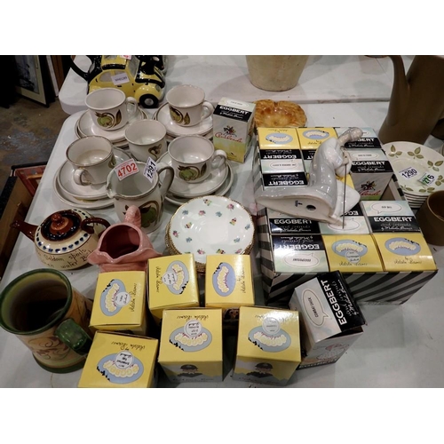 1291 - Mixed ceramics including a Denby tea service and a quantity of Eggberts. Not available for in-house ... 