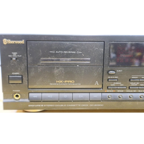 412 - Sherwood HX-PRO DD 6030C double cassette deck. UK P&P Group 3 (£30+VAT for the first lot and £8+VAT ... 