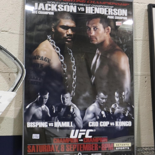 2102 - UFC 75 framed poster, 100 x 70 cm. (Without frame) UK P&P Group 2 (£20+VAT for the first lot and £4+... 